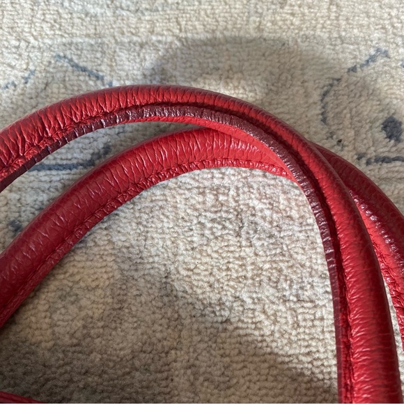 Furla Pebbled Leather Hobo Handbag Deep Red - Picture 3 of 15